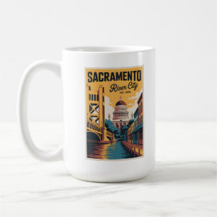 Caneca De Café Cartaz de Viagem Retro Sacramento Califórnia Vinta