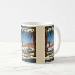Caneca De Café Cartaz de Viagem Teguise Antigo Lanzarote Espanha