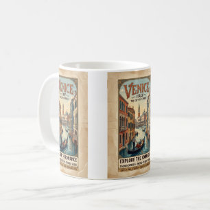 Caneca De Café Cartaz de Viagem Veneza Itália Vintage