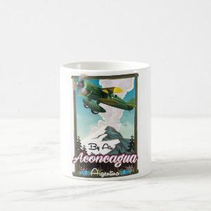 Caneca De Café Cartaz de viagem vintage Aconcagua -Argentina.