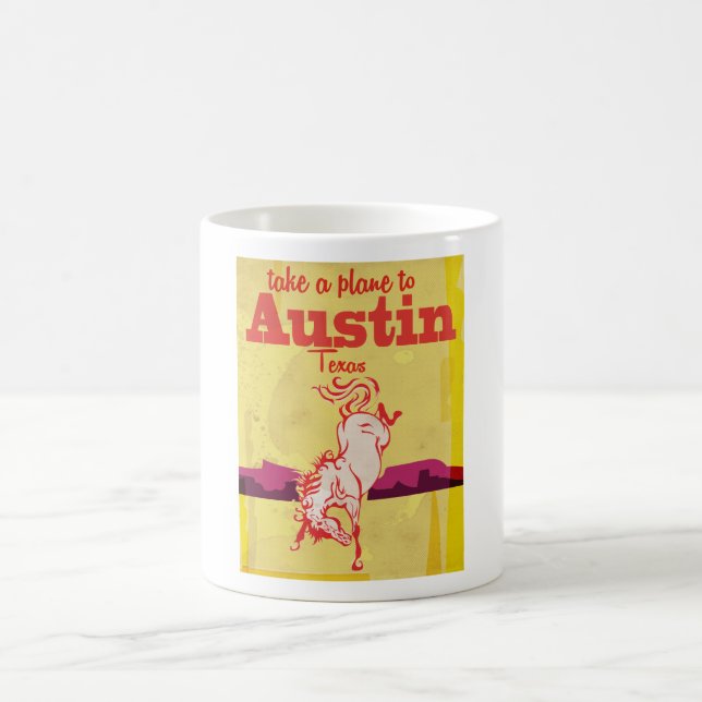 Caneca De Café cartaz de viagem vintage Austin Texas (Centro)