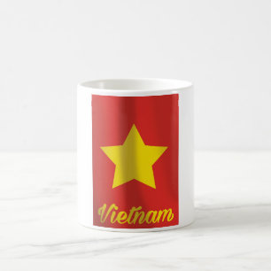 Caneca De Café cartaz de viagem vintage da bandeira do Vietnã