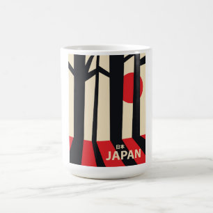 Caneca De Café Cartaz de viagem vintage da floresta do Japão.
