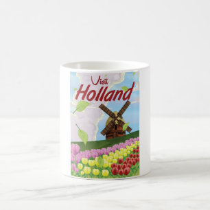 Caneca De Café Cartaz de viagem vintage da Holanda