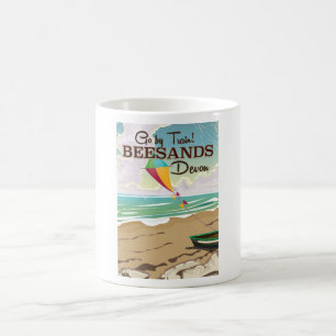 Caneca De Café Cartaz de viagem vintage da Praia de Beesands Devo