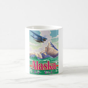 Caneca De Café Cartaz de viagem vintage do Alasca EUA.