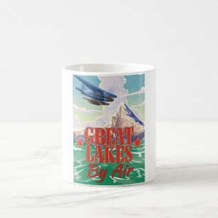 Caneca De Café Cartaz de viagem vintage dos Grandes Lagos.
