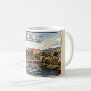 Caneca De Café Cartaz de Viagem Vintage Inverness Escócia Ferrovi