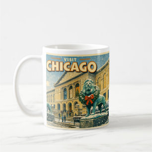 Caneca De Café cartaz do Instituto de Arte de Chicago no inverno