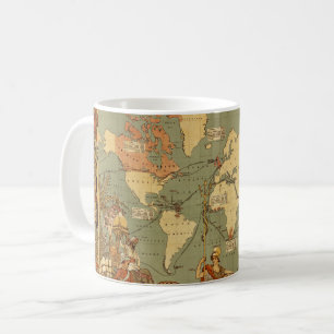 Caneca De Café Cartaz do Mapa Mundial do Império Britânico de 188