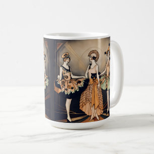 Caneca De Café Cartaz Flapper Art Déco Vintage do Dia das Bruxas