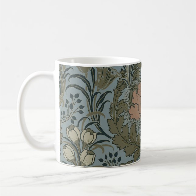 Caneca De Café Cartaz Floral Flor Morris Garden, Flor Antiquado (Esquerda)