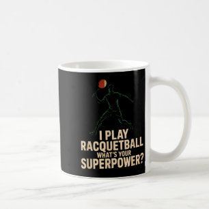 Caneca De Café Cartaz retro de superpoder engraçado de racquetbal