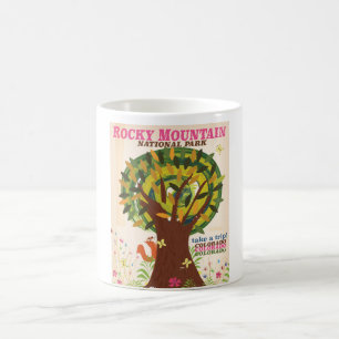 Caneca De Café cartaz vintage do parque nacional montanhas rochos