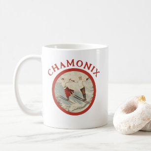 Caneca De Café Cartaz Vintage Francês de Esqui de Chamonix Mont B