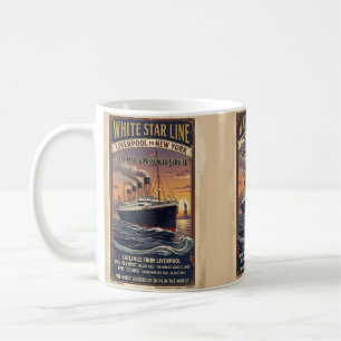 Caneca De Café Cartaz Vintage White Star Line Olympic & Titanic