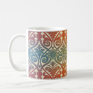 Caneca De Café Carteira de contorno do Damasco Vintage - vermelho