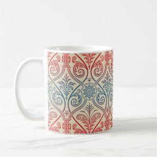 Caneca De Café Carteira Vintage Damask - vermelho violeta azul