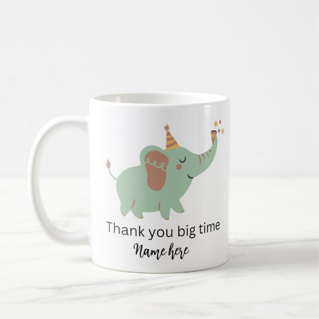 Caneca De Café Cartões de agradecimentos de Elefante Bonito, Obri (Esquerda)
