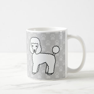 Caneca De Café Cartões De Cachorro De Casaco Branca De Poodle Em