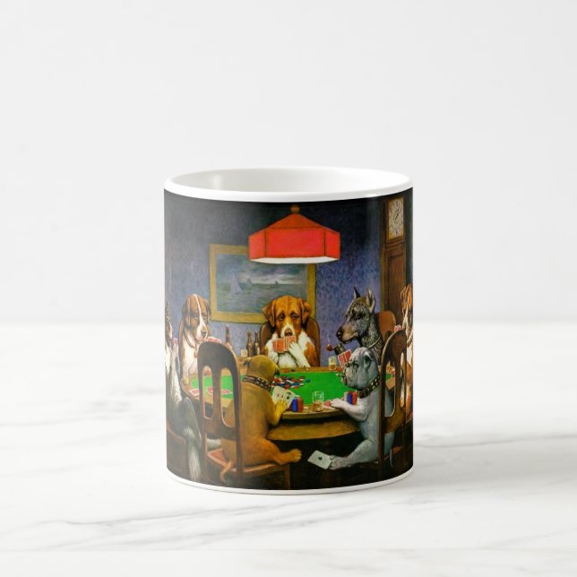 Caneca De Café Cartões de jogo dos cães (Centro)