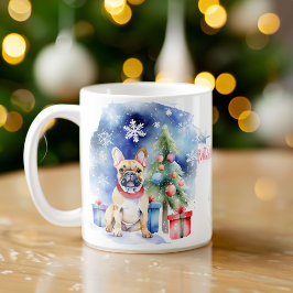 Caneca De Café Cartões de natal de Bulldog Franceses para pessoas