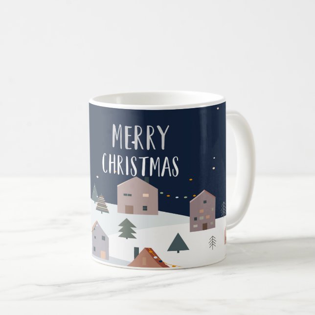 Caneca De Café Cartões postais de Natal Feliz Modelo Design (Frente Esquerda)