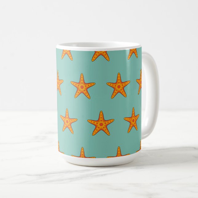 Caneca De Café Cartografia de Starfish Laranja-Corte (Frente Esquerda)