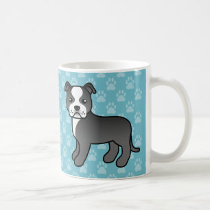 Caneca De Café Cartografia Negra E Branca Staffordshire Bull Terr