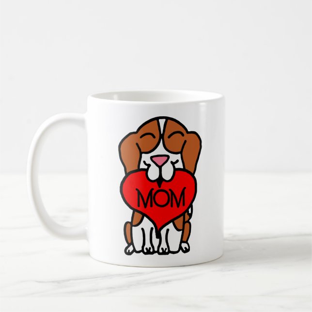 Caneca De Café Cartoon Beagle Mãe (Esquerda)