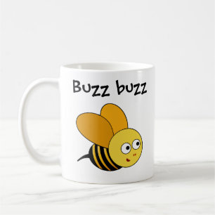 Caneca De Café Cartoon Bee dizendo Buzz Buzz e o nome da criança