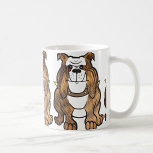 Caneca De Café cartoon bulldog listrado e branco