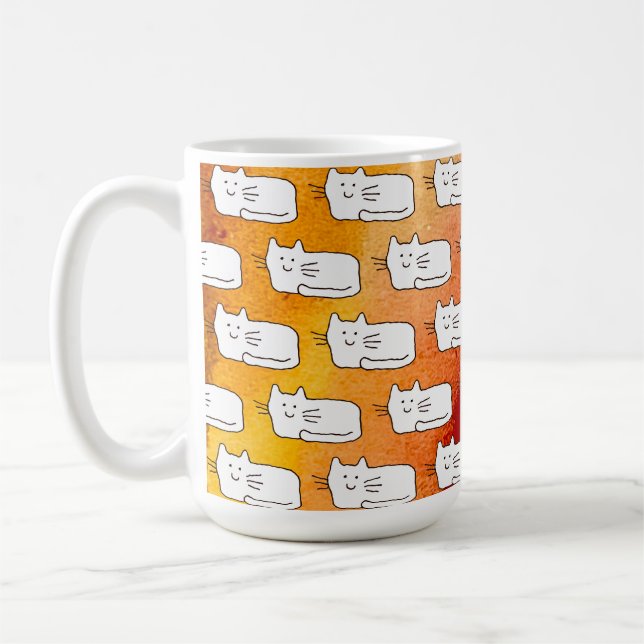 Caneca De Café Cartoon Cats Doodle Line Drawing (Esquerda)