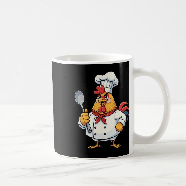 Caneca De Café Cartoon Chicken Cook Rooster Chef Kitchen _1  (Direita)