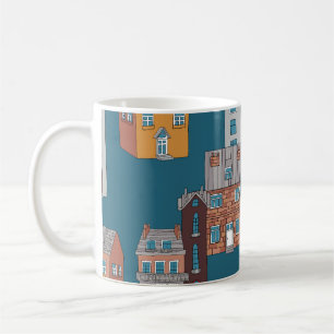 Caneca De Café Cartoon City Vintage Wallpaper