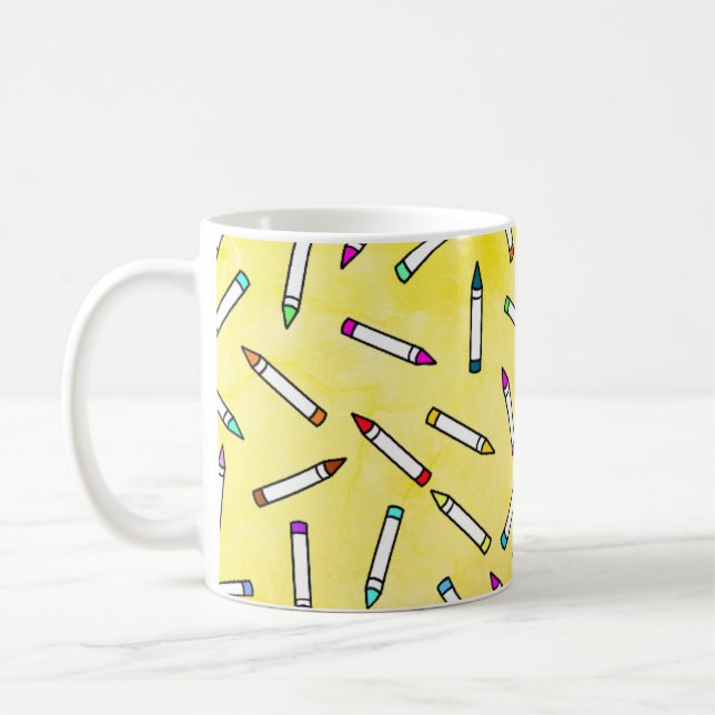 Caneca De Café Cartoon Crayon Pattern (Esquerda)