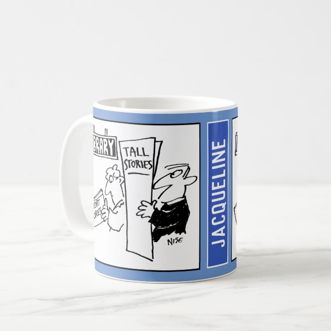 Caneca De Café Cartoon de 2 Homens em um Livro de Leitura da Bibl (Frente Esquerda)