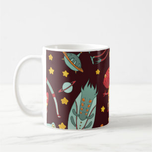 Caneca De Café Cartoon de alienígena: Divertimento no Espaço Vint