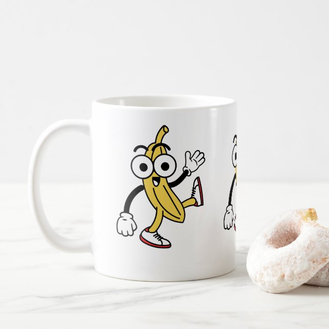 Caneca De Café Cartoon de Banana (Com Donut)
