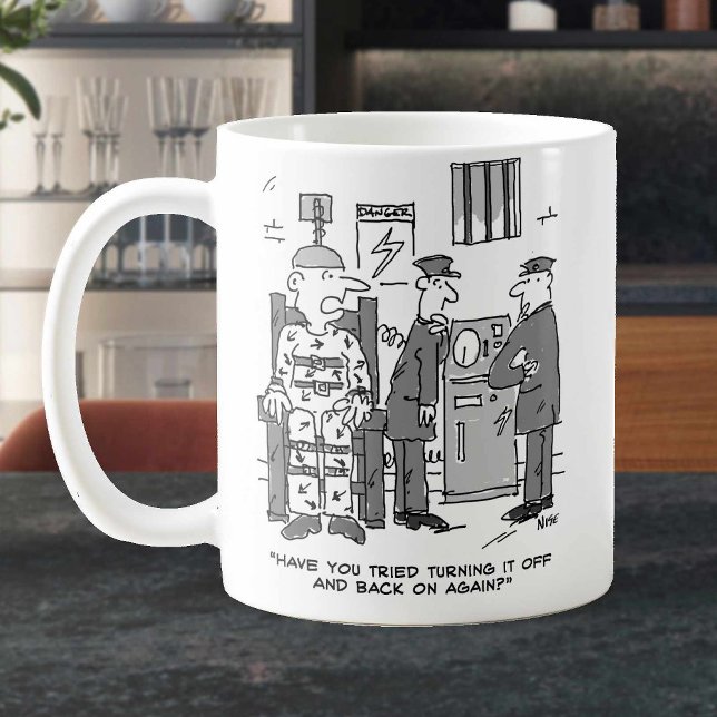 Caneca De Café Cartoon de cadeira elétrica defeituoso - Engraçado (Criador carregado)