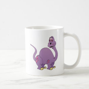 Caneca De Café Cartoon de Dinossauro Púrpura do Pescoço Longo
