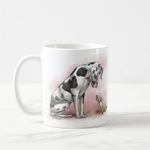 Caneca De Café Cartoon de Dogue Alemão e Terrier Escocês