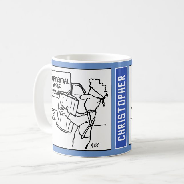 Caneca De Café Cartoon de eliminação de resíduos confidenciais (Frente Esquerda)