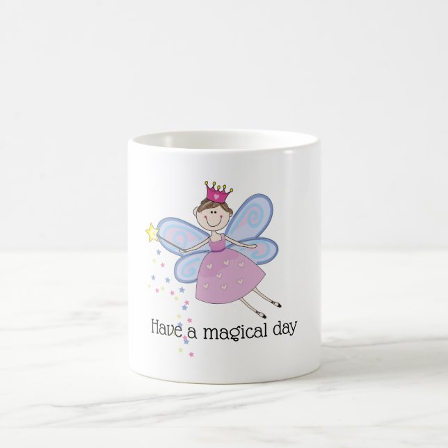 Caneca De Café Cartoon de fada azul roxa, rosa-claro, personaliza (Centro)