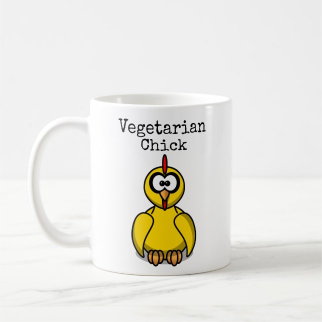 Caneca De Café Cartoon de Frango Vegetariano (Esquerda)
