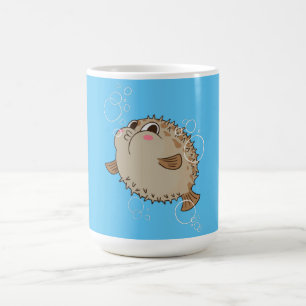 Caneca De Café Cartoon de Fugu Sea Life Design