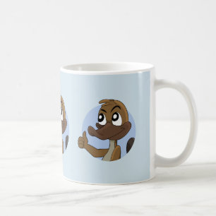 Caneca de café cartoon de ornitorrinco dando poleg