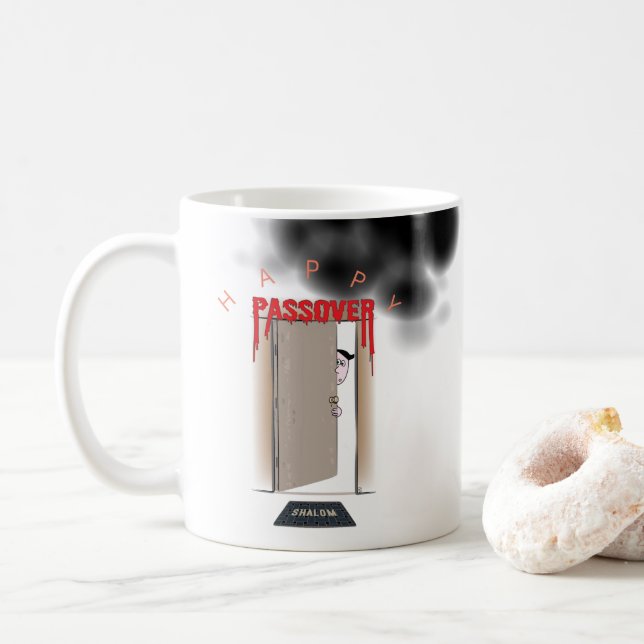Caneca De Café Cartoon de Passover Feliz (Com Donut)