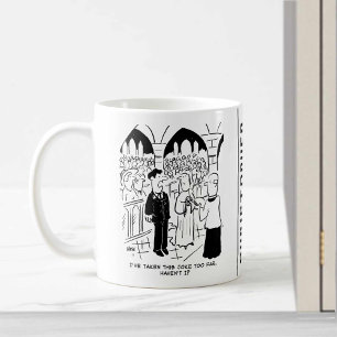 Caneca De Café Cartoon de Piada Prática do Noivo no Casamento