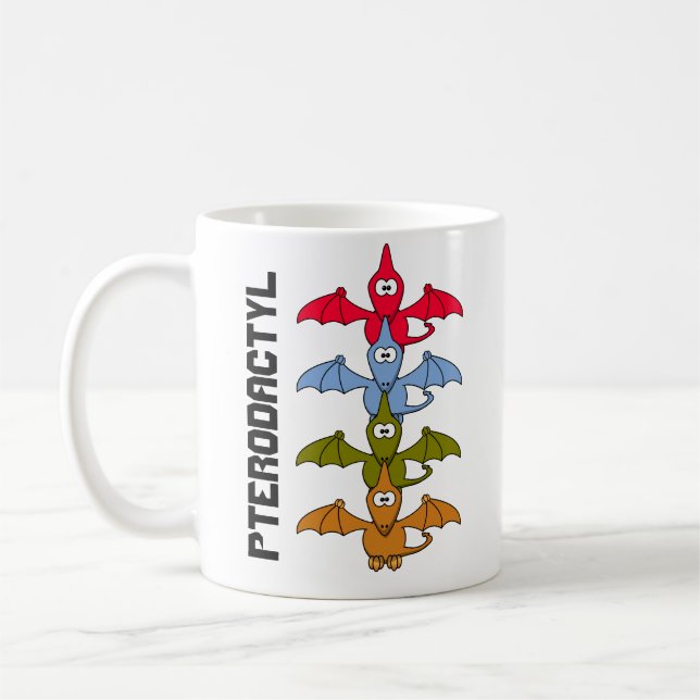 Caneca De Café Cartoon de Pterodátilo Jurássico (Esquerda)